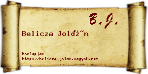 Belicza Jolán névjegykártya